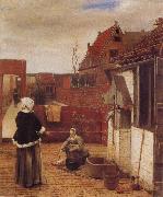 Pieter de Hooch A Woman and her Maid in  Courtyard oil painting